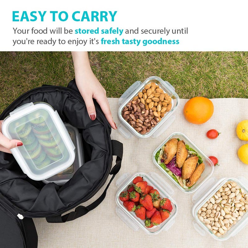 Bayco 6 Pack Glass Meal Prep Containers, Glass Food Storage Containers with Lids, Airtight Lunch Bento Boxes, Leak Proof (6 lids & 6 Containers) - Image 4